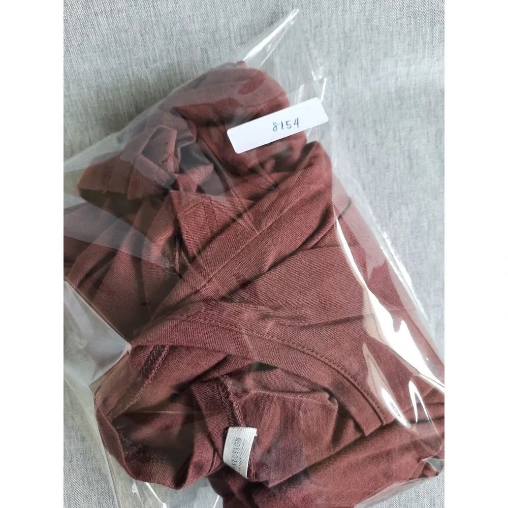 Peruvian Connection Women Large Mini Dress Choco Cotton Modal Pleated Round Neck - Picture 11 of 11